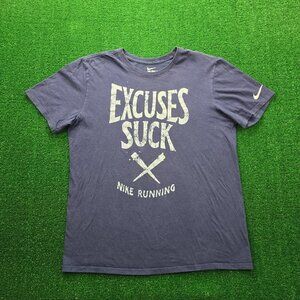 Nike Tee Tshirt Mens‎ Large Blue Athletic Fit Excuses Suck Casual Running Gym
